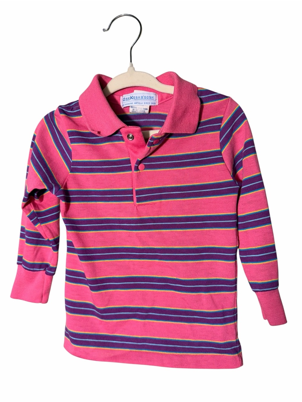 OshKosh B'gosh Vintage 90s Girls Pink Striped Polo Top